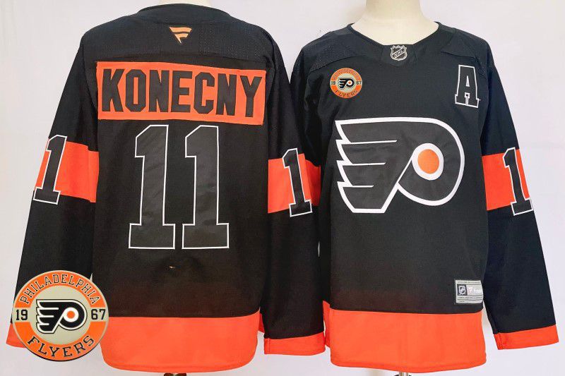 Men Philadelphia Flyers #11 Konecny Black Fanatics 2025 NHL Jersey style 1->philadelphia flyers->NHL Jersey